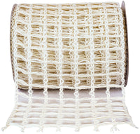 Ivory Jute Wired Edge Ribbon 6 Inch for Wreaths and Bows