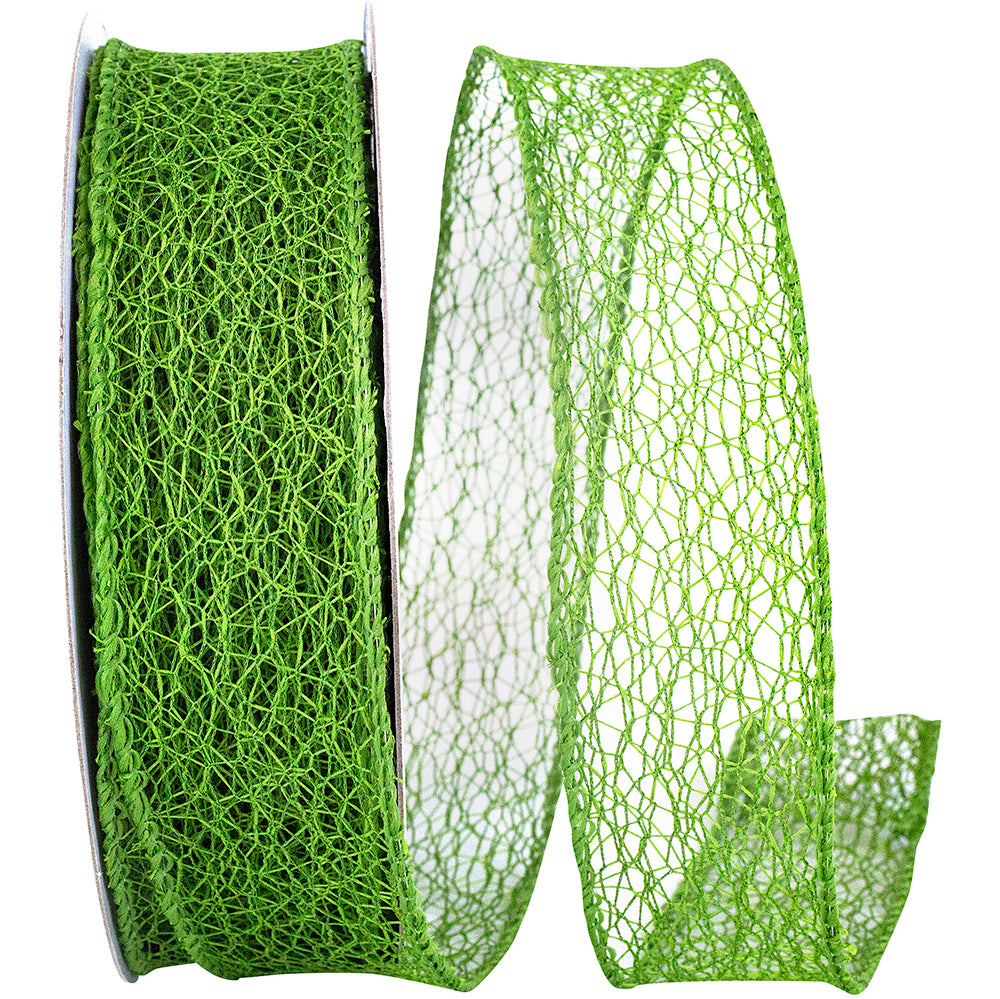Moss 1-1 2 Inch Web Natural Wired Edge Ribbon for Wreaths & Bows