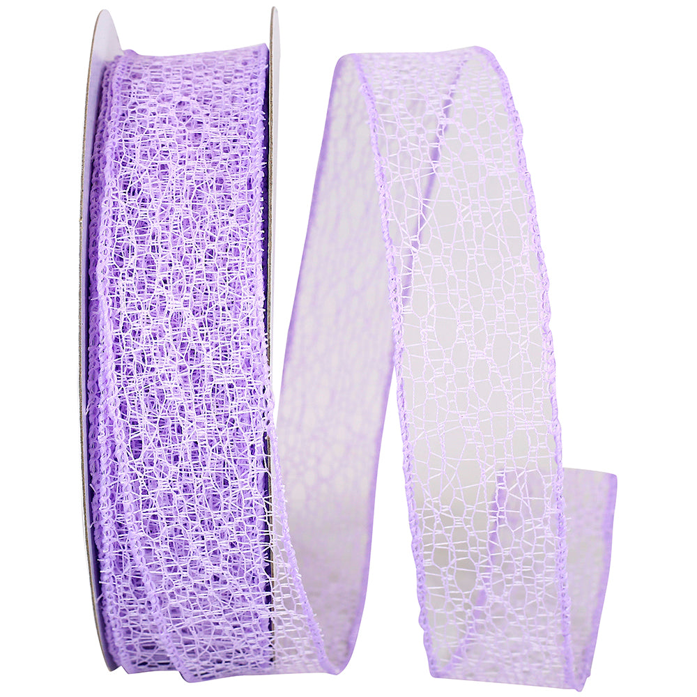 Lavender 1-1 2 Inch Web Natural Wired Edge Ribbon for Wreaths & Bows