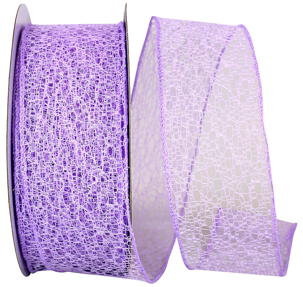 Lavender 2-1 2 Inch Web Natural Wired Edge Ribbon for Wreaths & Bows