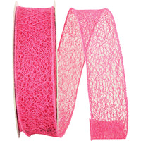 Fuchsia 1-1 2 Inch Web Natural Wired Edge Ribbon for Wreaths & Bows