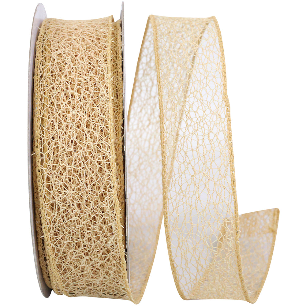 Natural 1-1 2 Inch Web Natural Wired Edge Ribbon for Wreaths & Bows