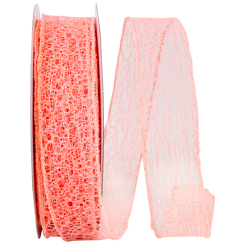 Coral 1-1 2 Inch Web Natural Wired Edge Ribbon for Wreaths & Bows