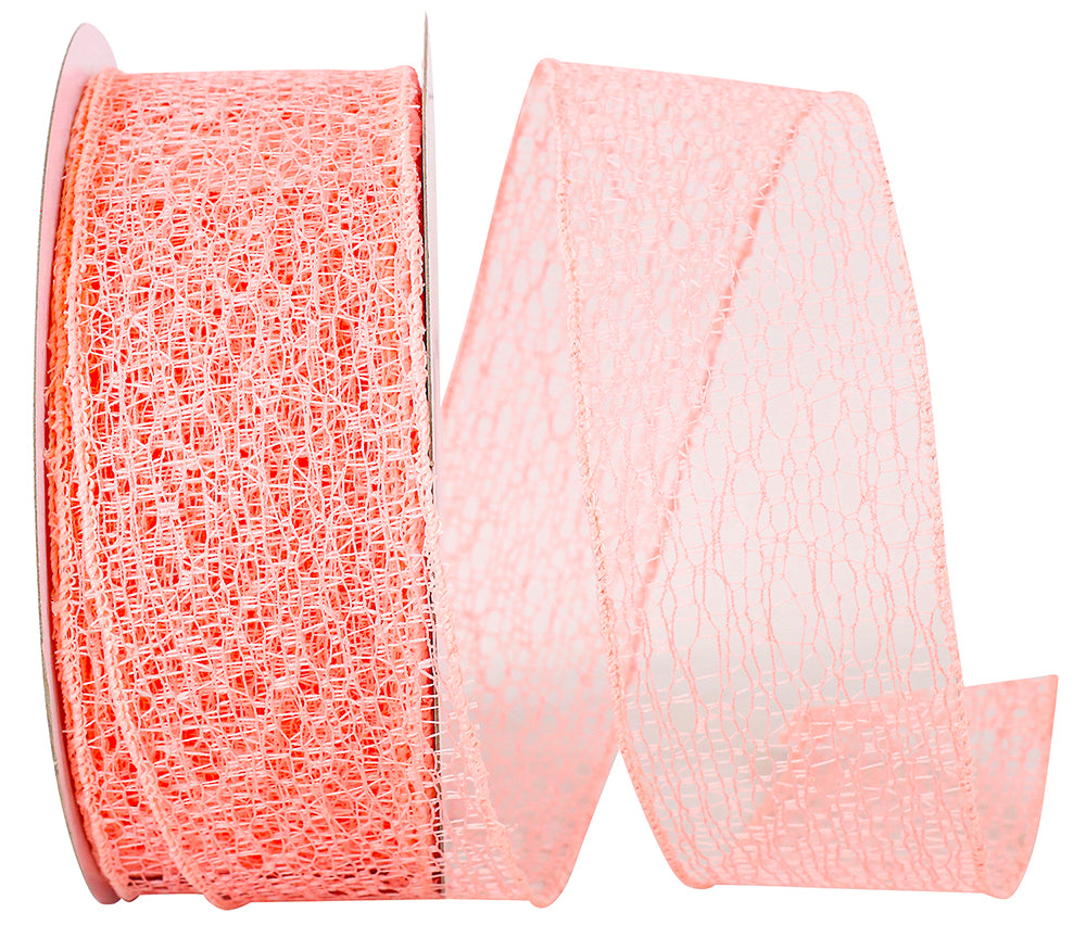 Coral 2-1 2 Inch Web Natural Wired Edge Ribbon for Wreaths & Bows