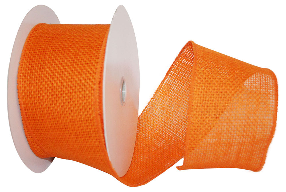 Burlap Glow Wired Edge Ribbon Orange 2-1/2 Inch for Bows