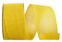 Burlap Glow Wired Edge Ribbon Yellow 2-1/2 Inch for Bows