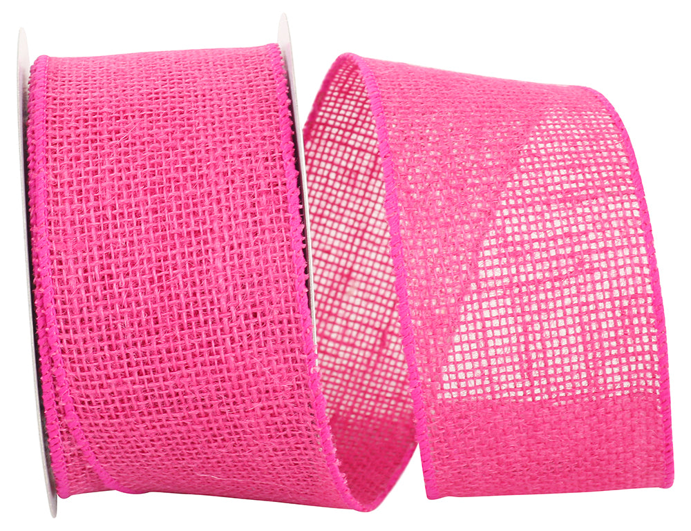 Fuchsia 2-1/2 Inch Burlap Wired Edge Ribbon for Bows
