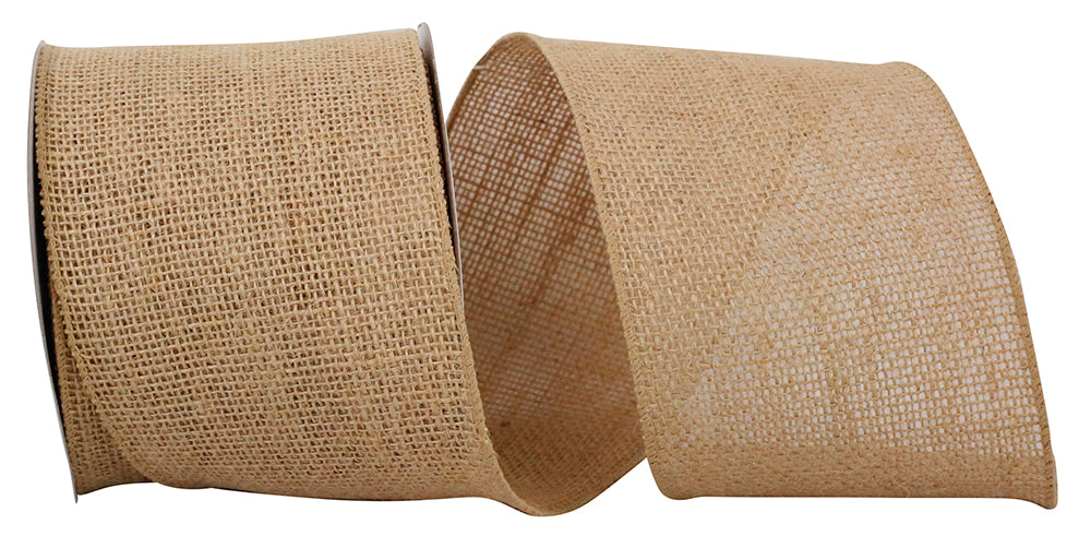 Burlap Wired Edge Ribbon Natural 4 Inch for Wreaths