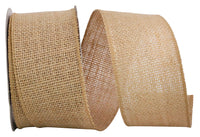 Burlap Glow Wired Edge Ribbon Natural 2-1/2 Inch 10Yds