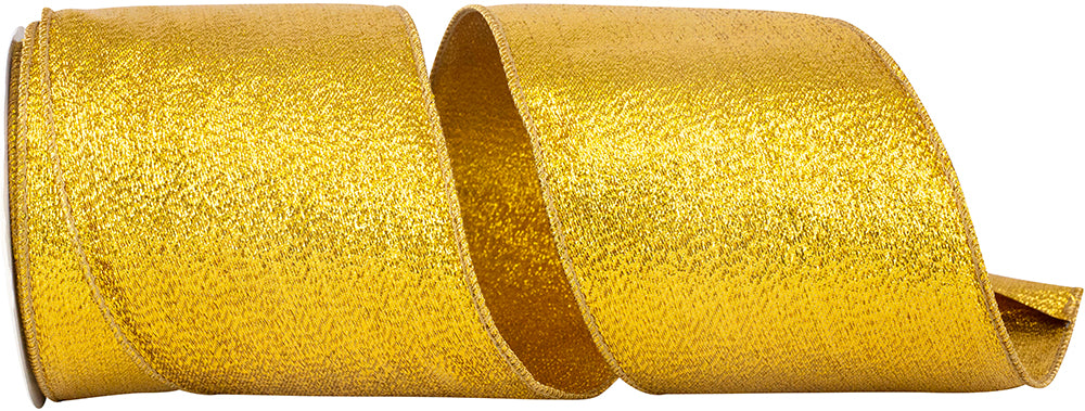Gold 4 Inch Deluxe Wired Edge Ribbon for Wreaths and Bows