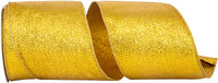 Gold 4 Inch Deluxe Wired Edge Ribbon for Wreaths and Bows