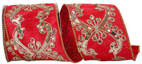 Red Sequin Wired Edge Ribbon 4 Inch for Wreaths and Bows
