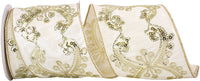 Ivory Sequin Wired Edge Ribbon 4 Inch for Wreaths