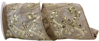 Champagne Sequin Wired Edge Ribbon 4 Inch for Bows