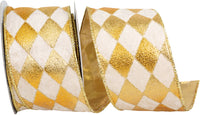 Gold Velvet Diamond Glitz Wired Edge Ribbon 2-1/2 Inch