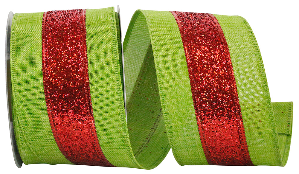 Red Lime Wired Edge Ribbon 2-1/2 Inch for Wreaths and Bows