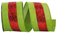 Red Lime Wired Edge Ribbon 2-1/2 Inch for Wreaths and Bows