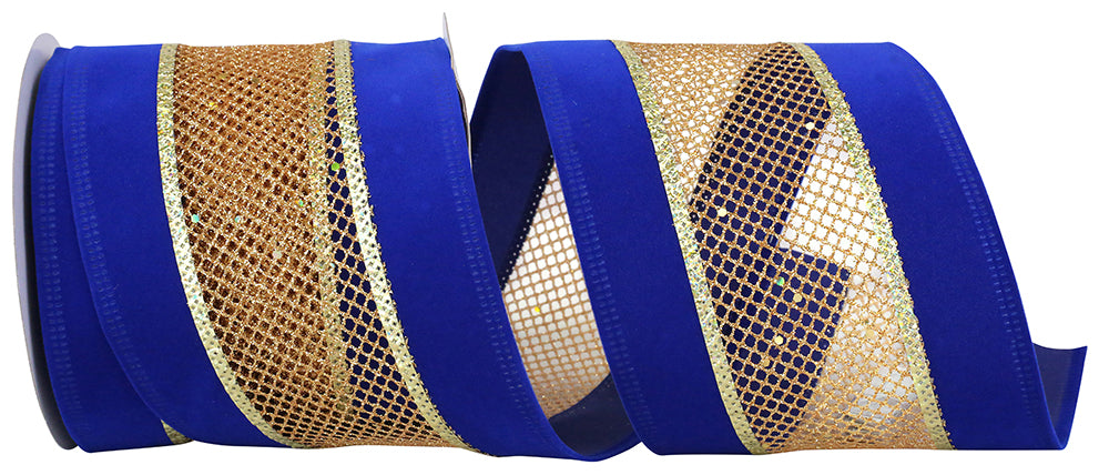 4 Inch Royal Gold Velvet Mesh Wired Edge Ribbon