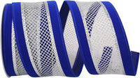 Royal Silver Velvet Mesh Wired Edge Ribbon 2-1/2 Inch