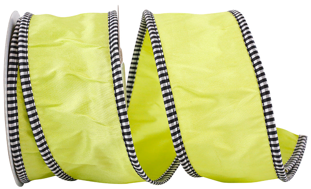 Apple Taffeta Gingham Edge Wired Ribbon 2-1/2 Inch