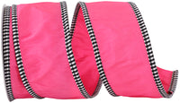 Fuchsia Taffeta Gingham Edge Wired Ribbon 2-1/2 Inch