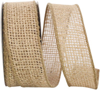 Natural Burlap Wired Edge Ribbon 1-1/2 Inch for Wreaths