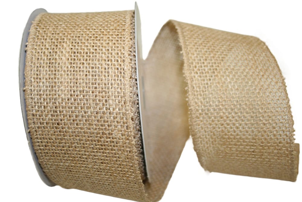 Burlap Wired Edge Ribbon 4 Inch Natural for Wreaths and Bows