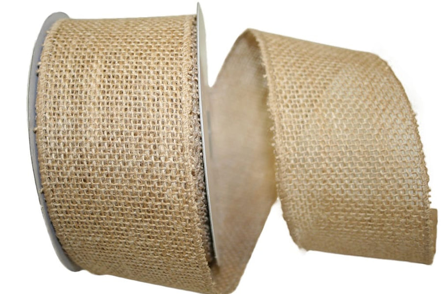 Burlap Wired Edge Ribbon 4 Inch Natural for Wreaths and Bows