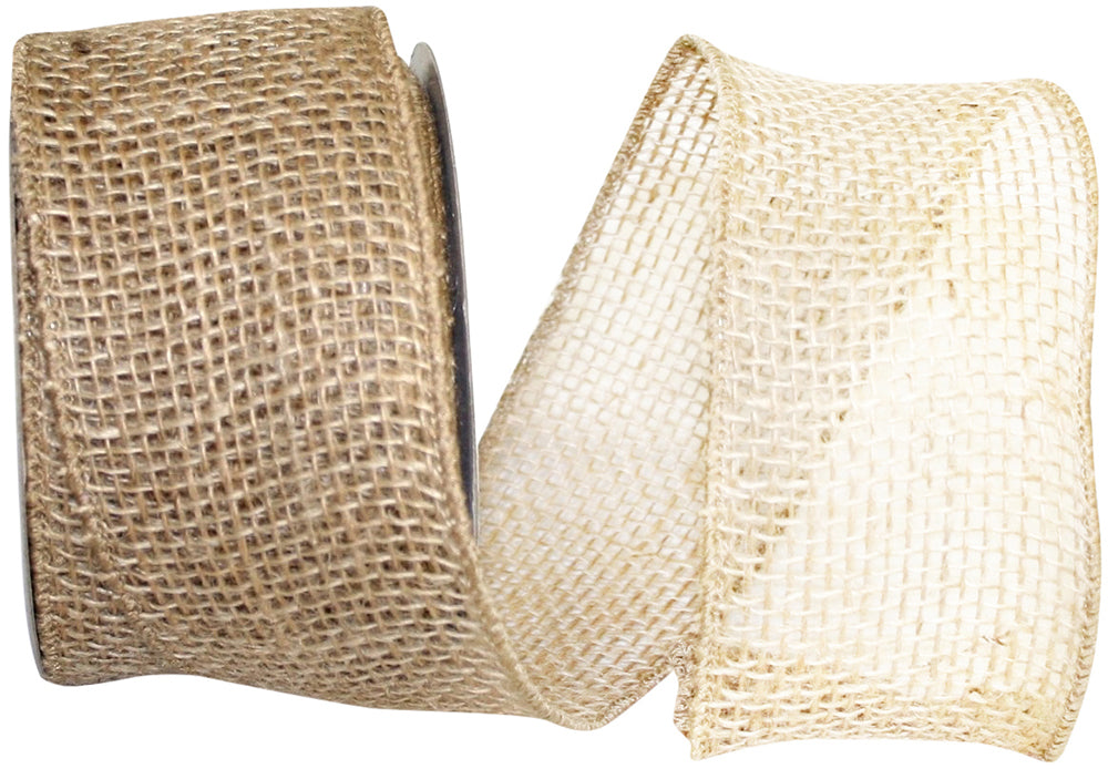 Burlap Wired Edge Ribbon 2-1/2 Inch Natural for Wreaths