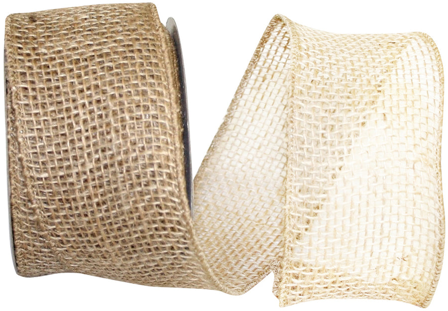 Burlap Wired Edge Ribbon 2-1/2 Inch Natural for Wreaths
