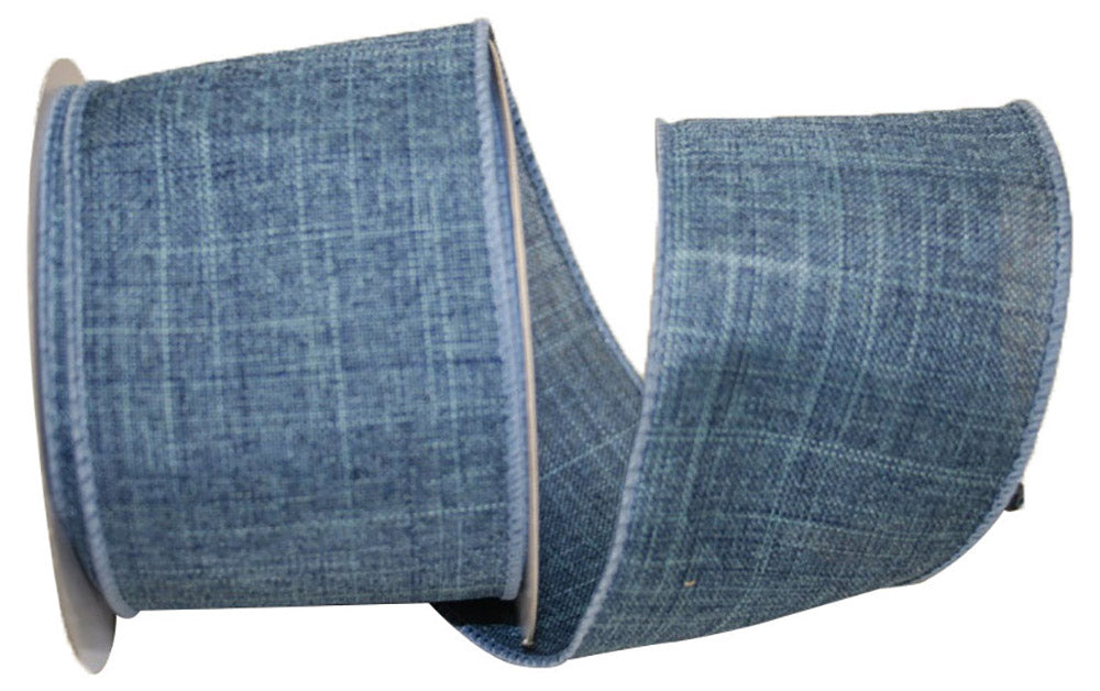Denim Wired Edge Ribbon 2-1/2 Inch for Wreaths and Bows