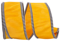 Mustard 2-1 2 Inch Dupioni Check Edge Wired Edge Ribbon for Wreaths & Bows
