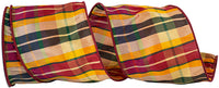 Dupioni Dare Plaid Wired Edge Ribbon Multi 4 Inch