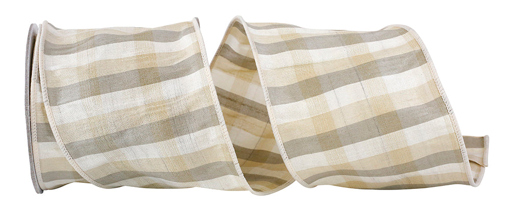 Multi 4 Inch Chandler Check Wired Edge Ribbon for Wreaths & Bows