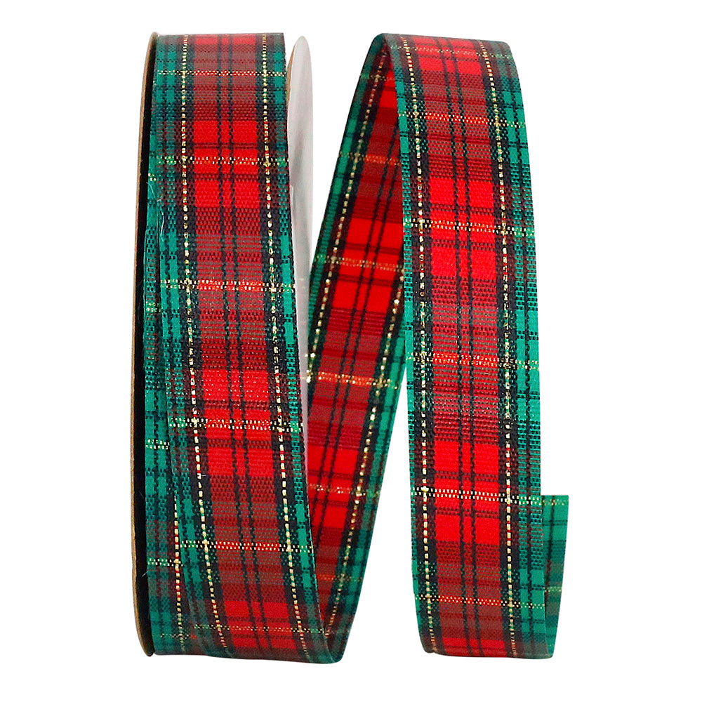 Tartan Gold Plaid Ribbon Multi 5/8 Inch for Wreaths