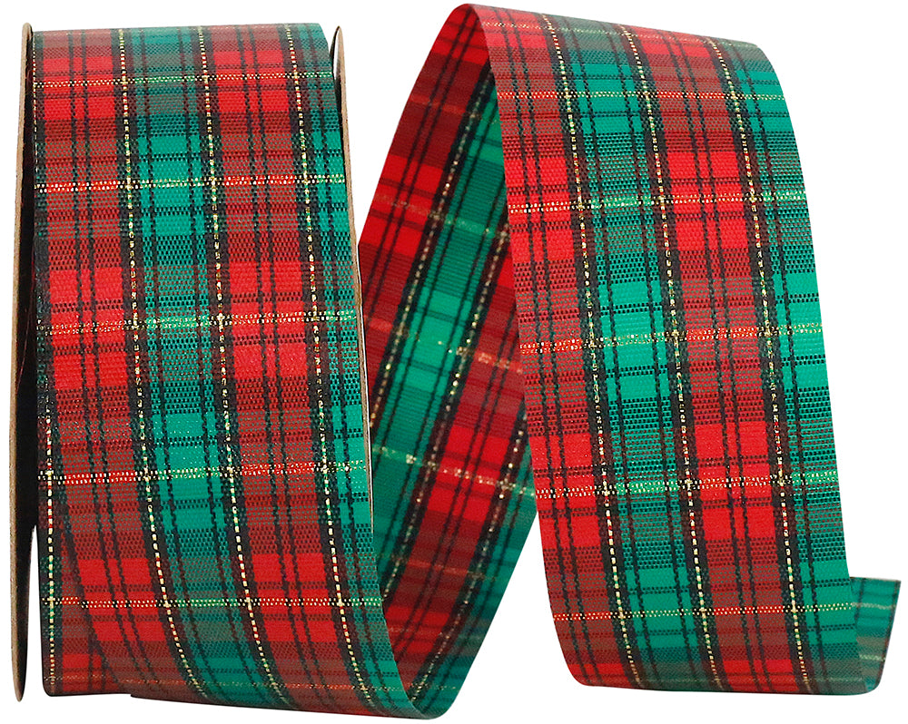Tartan Gold Plaid Ribbon 1-3/8 Inch for Wreaths and Bows