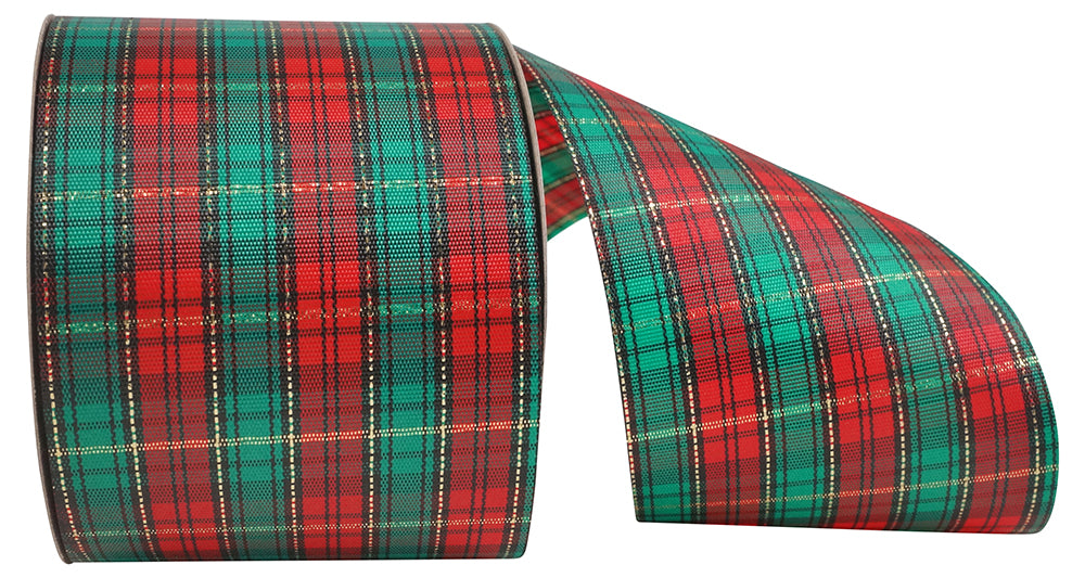 Tartan Gold Plaid Ribbon 2-1/2 Inch Multi 25 Yards