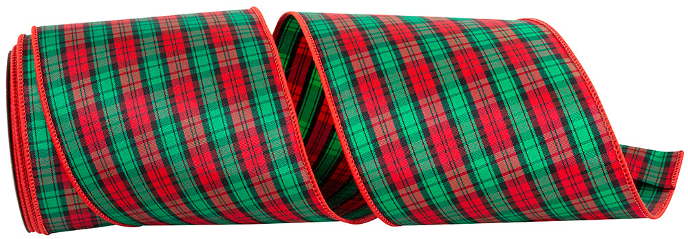 Tartan Plaid Ribbon Red Green 4 Inch for Wreaths Bows