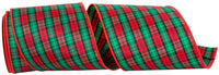 Tartan Plaid Ribbon Red Green 4 Inch for Wreaths Bows