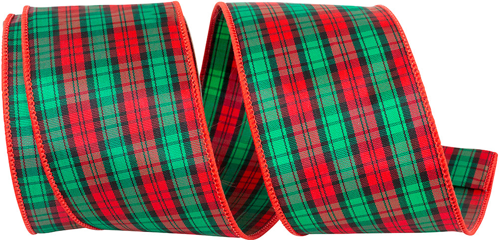 Tartan Plaid Ribbon Red Green 2-1/2 Inch for Wreaths