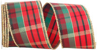 Macbirn Multi Plaid Wired Edge Ribbon 2-1/2 Inch for Bows