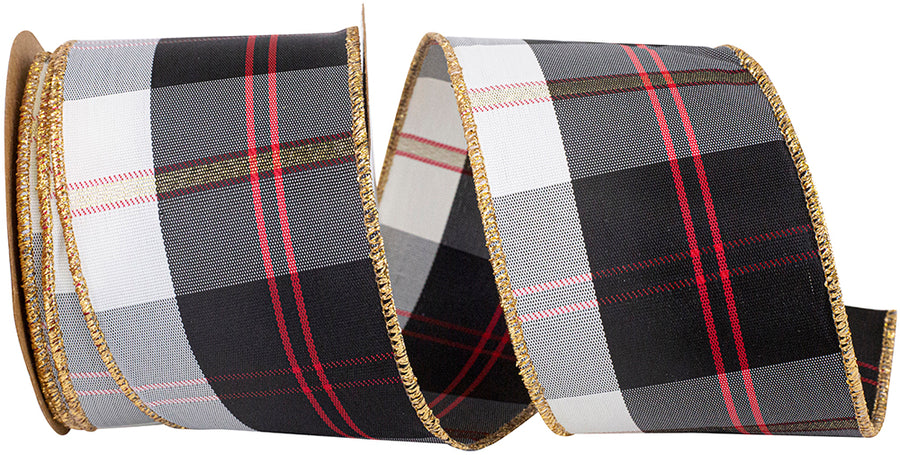 Oscar Plaid Wired Edge Ribbon Multi 2-1/2 Inch for Wreaths