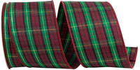 Burgundy Hunter 2-1/2 Inch Wired Edge Plaid Ribbon