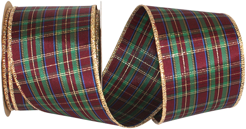Mcsweeny Plaid Wired Edge Ribbon 2-1/2 Inch Multi Color