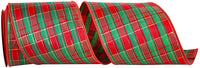 Tartan Tony Metallic Plaid Ribbon Red Green 4 Inch