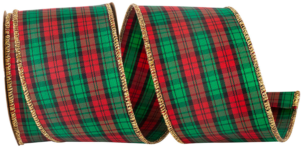 Tartan Plaid Wired Edge Ribbon Multi 2-1/2 Inch 10 Yards