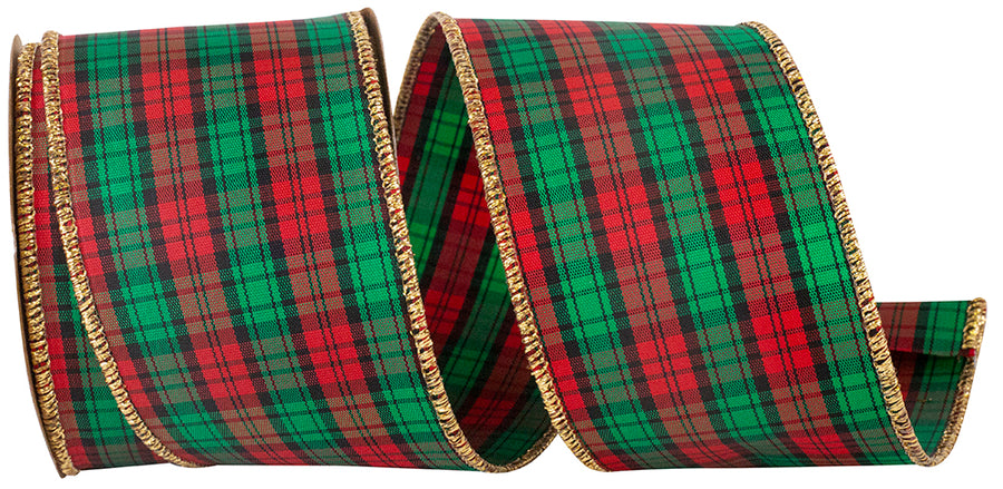 Tartan Plaid Wired Edge Ribbon Multi 2-1/2 Inch 10Yds