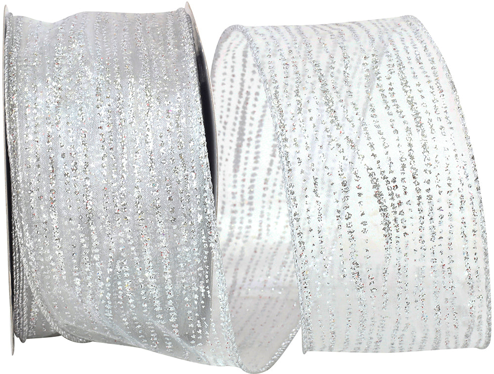 Silver 2-1 2 Inch Rainfall Sheer Wired Edge Ribbon for Wreaths & Bows