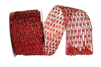 Red Metallic Wired Edge Ribbon 2-1/2 Inch for Wreaths