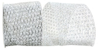 Silver Metallic Wired Edge Ribbon 4 Inch for Wreaths
